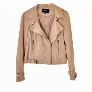 BNCI By Blanc Noire Faux Suede Moto Jacket Size Small Tan Brown
